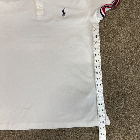 Polo Ralph Lauren Collar Shirt Slim Fit Mens Medium White Red Blue Label Custom - Picture 9 of 12
